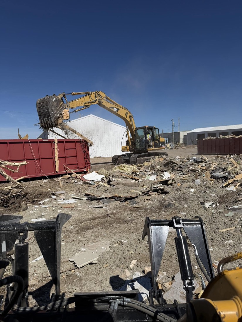 Demolition debris being loaded for hauling