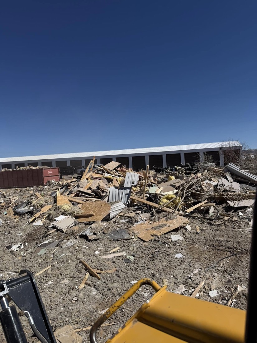Wide view of an active demolition cleanup