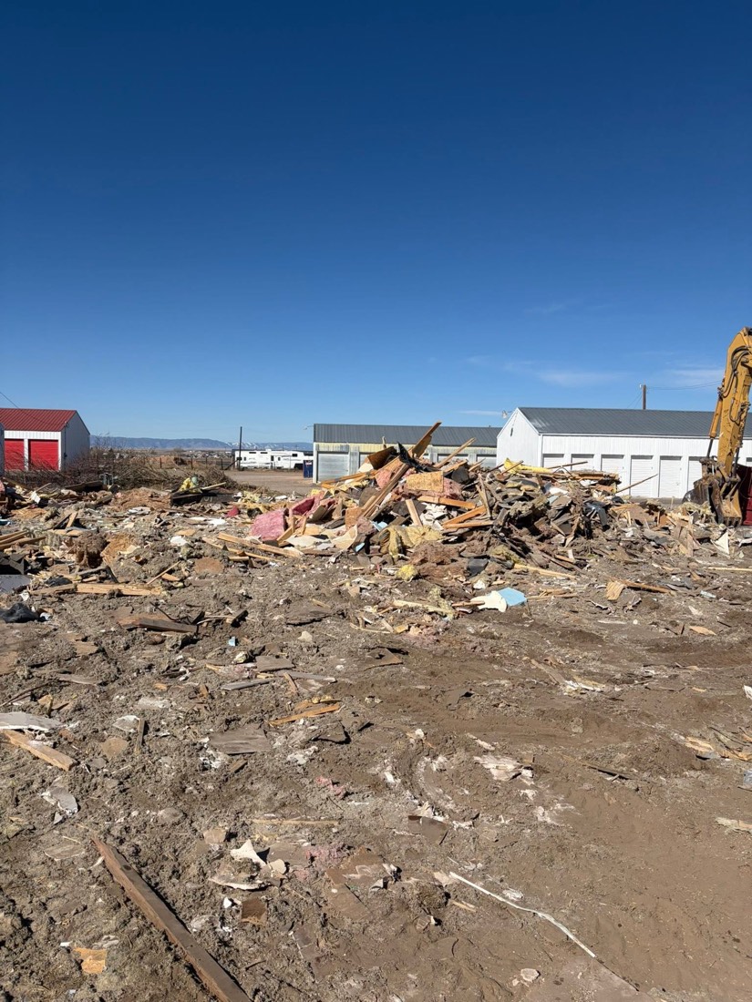 Demolition site with debris ready for hauling