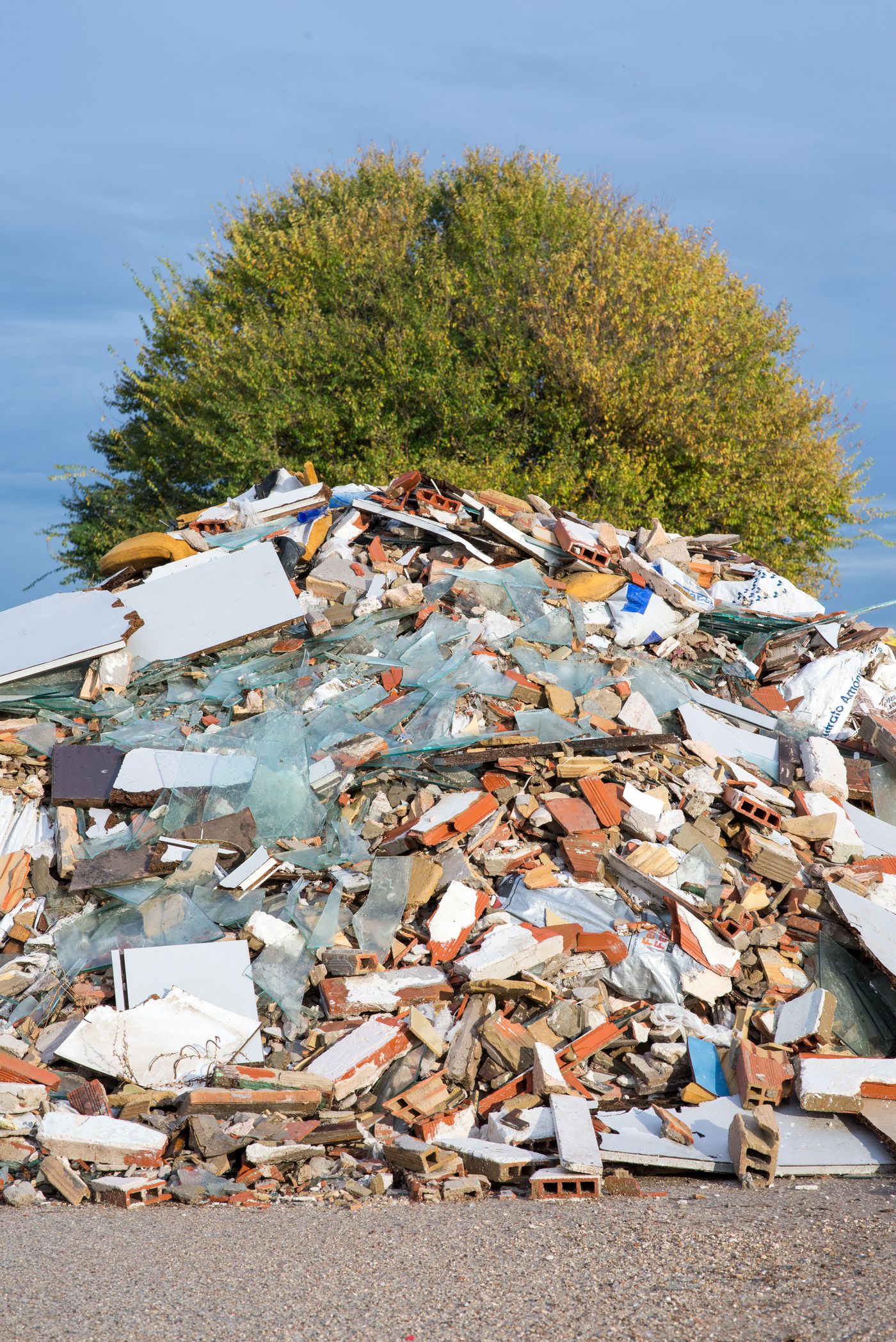 Pile of construction debris ready for removal
